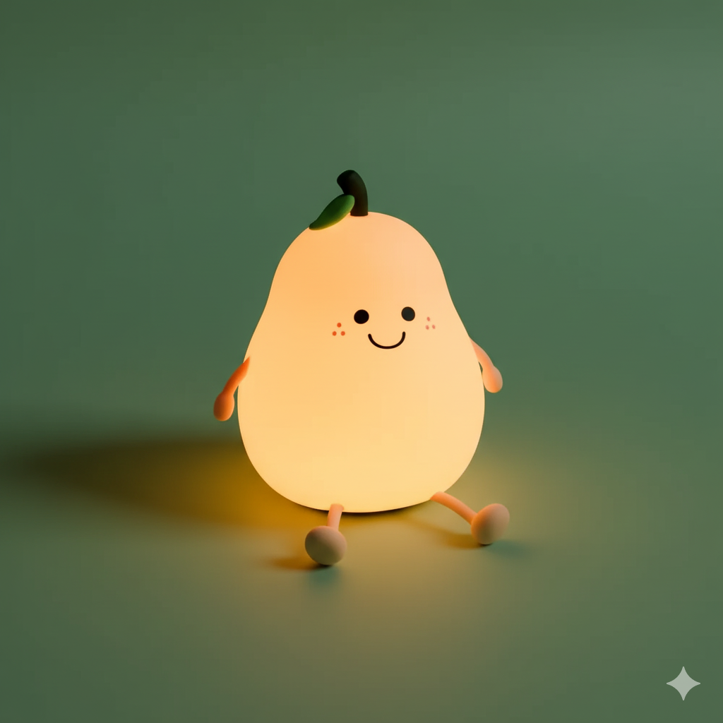 Pear Night Lamp for Kids Bedroom, Cute Light Silicone Lamp for Kids