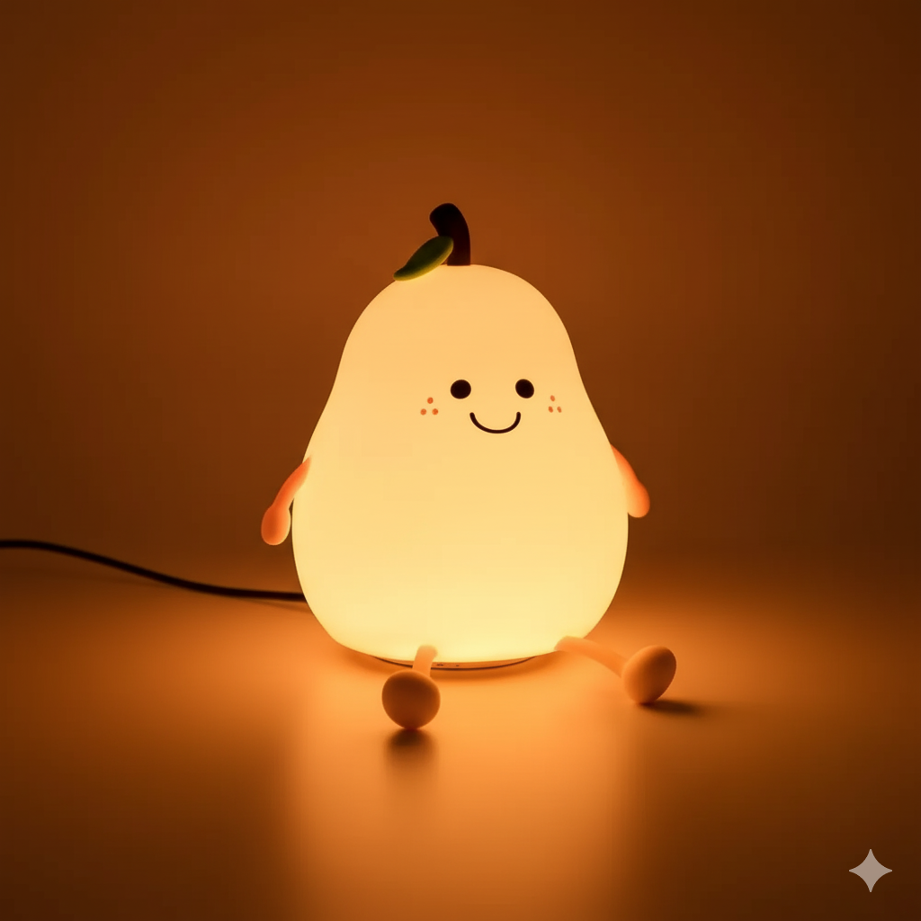 Pear Night Lamp for Kids Bedroom, Cute Light Silicone Lamp for Kids